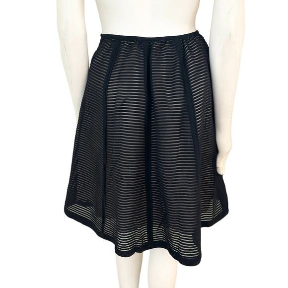 TIBI Textured Stripe Wool Blend Circle Skirt in Black SZ 2 - Picture 6 of 10